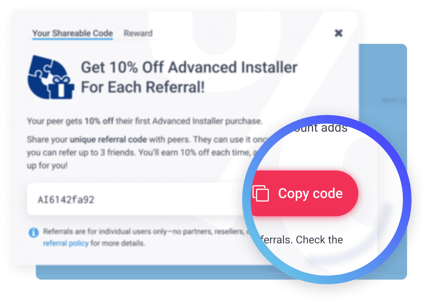 Step 4 - Copy and share the code with peers Step 4 - Copy and share the code with peers
